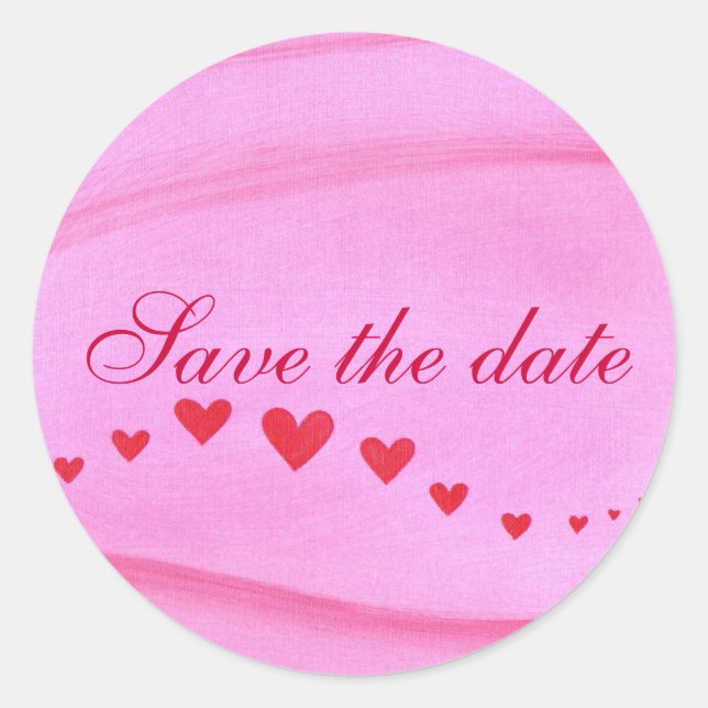 Save the date, wave of red hearts, sticker (Front)