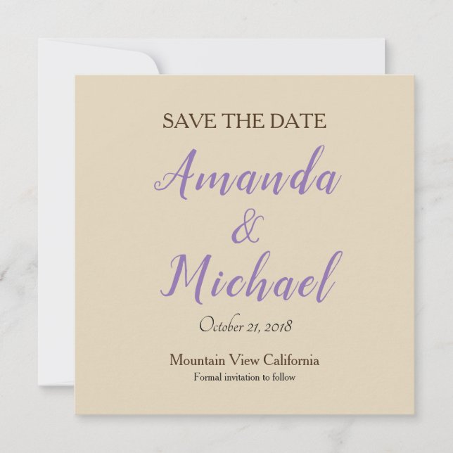 Save the Date Wedding Beige Classical Minimalist (Front)