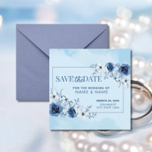 Save The Date Wedding Blue Watercolor Floral