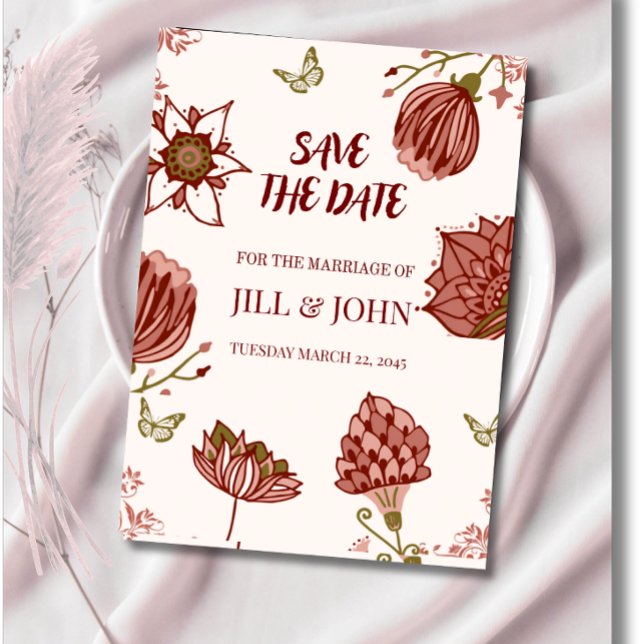 Save the Date Wedding Botanical Illustration  (Creator Uploaded)