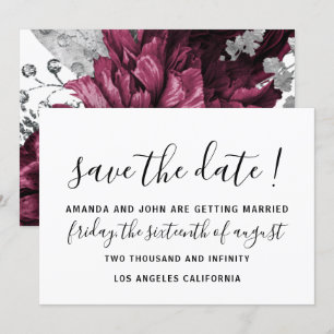 Save The Date Wedding Bride Roses White Burgundy 