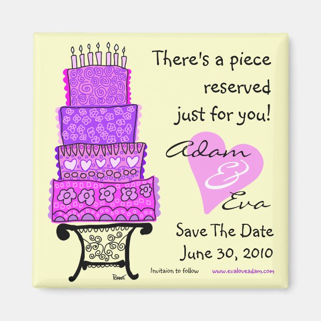 Save The Date Wedding Cake Magnet (Front)