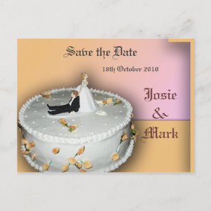 Save the Date wedding cake postcard