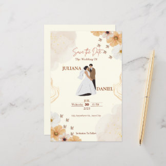 Save the Date Wedding Card–Cream Floral Design
