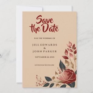 Save the Date Wedding Card Modern Rose 
