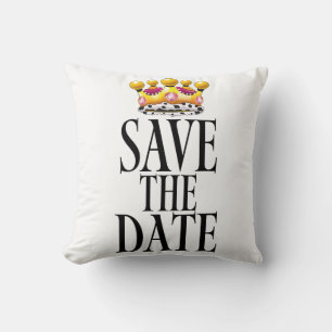 Save the Date wedding crown Throw Pillow