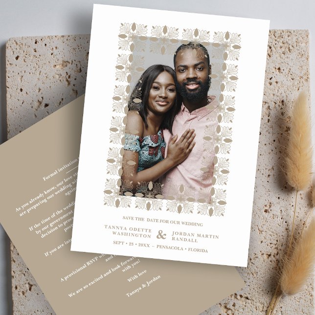 Save The Date Wedding Gold Fancy Ornament Lace Effect Modern (Créateur téléchargé)