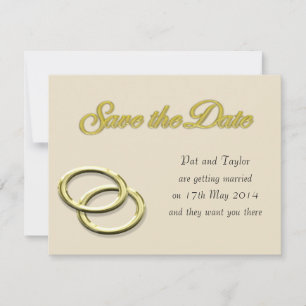 Save the Date Wedding Gold Wedding Rings Invitation