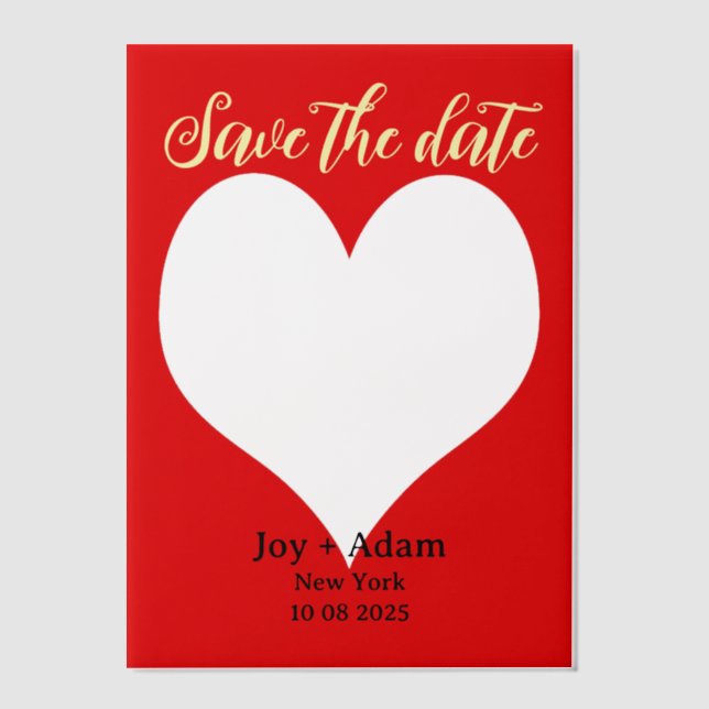 Save the date (wedding heart) vellum invitations (Front)
