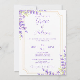 Save the date wedding invitation Lavander purple