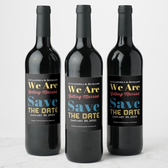 Save The Date Wedding Invitation Modern Wine Label (Bottles)