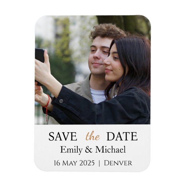 Save The Date Wedding Invitation Photo Magnet (Vertical)