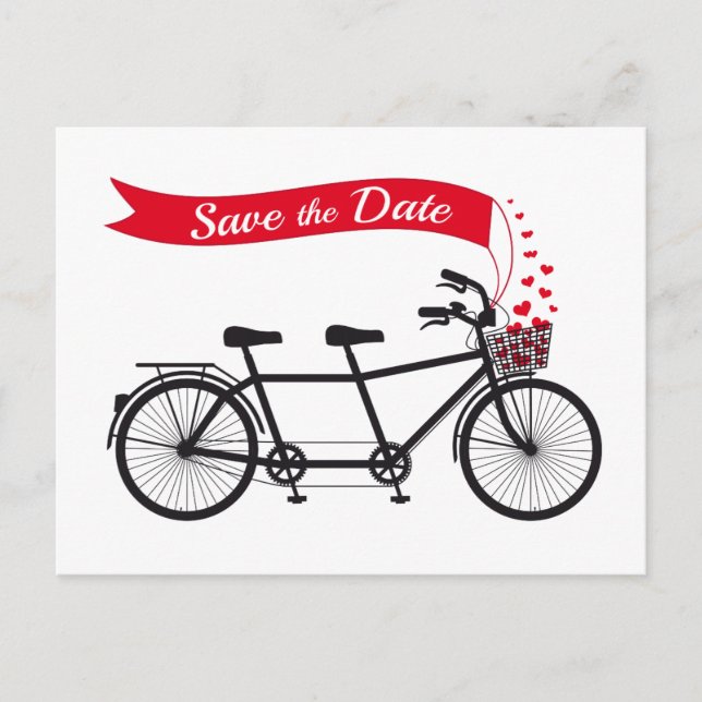 Save the date, wedding invitation tandem bicycle (Front)