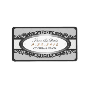 Save the Date - Wedding Label Vintage - Goose Grey