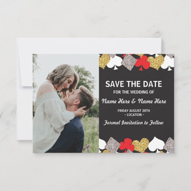 Save The Date Wedding Las Vegas Casino Photo (Front)