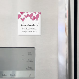 Save the date wedding magnet red heart balloons
