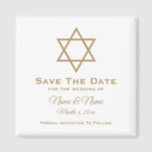 Save The Date Wedding Magnet : Star of David<br><div class="desc">Star of David personalized Save the Date wedding magnet in white with gold lettering.  Text is fully customizable.  Background colour can be changed.  Designed by Heard_.</div>