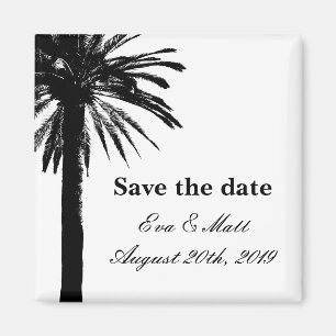 Save the date wedding magnets with palm tree image