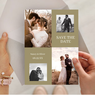 Save The Date Wedding Modern Photo Collage  Invitation