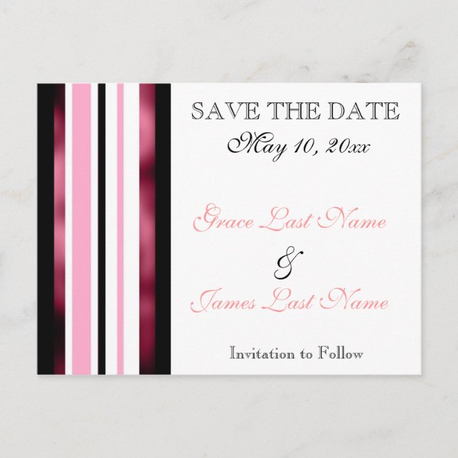 Save The Date Wedding Personalized Postcard Pink (Front)