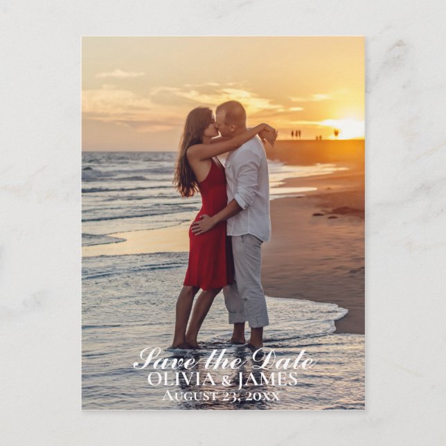 Save The Date Wedding Photo Announcement Postcard (Front)