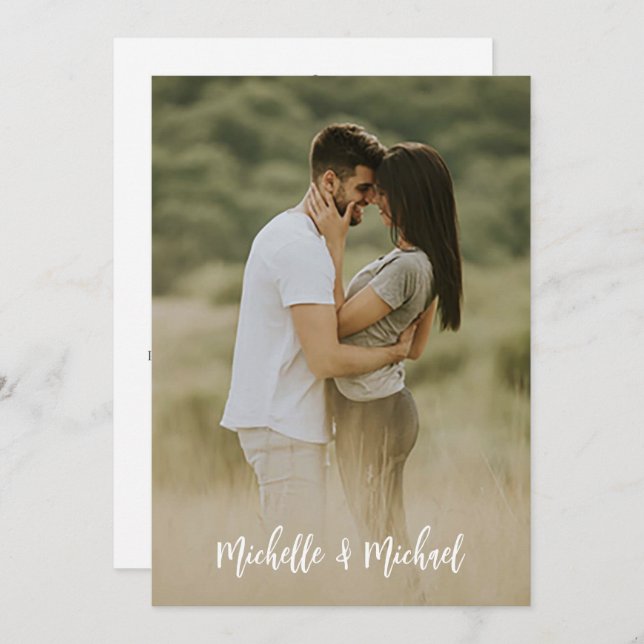 Save the Date Wedding Photo Simple Elegant QR Code (Front/Back)