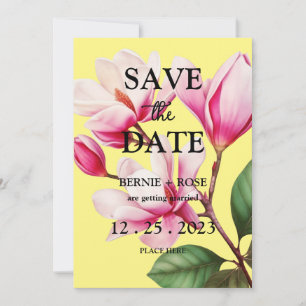 SAVE THE DATE WEDDING PINK FLOWER INVITATION