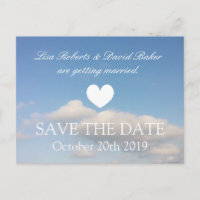 Save the date wedding postcard | white clouds sky