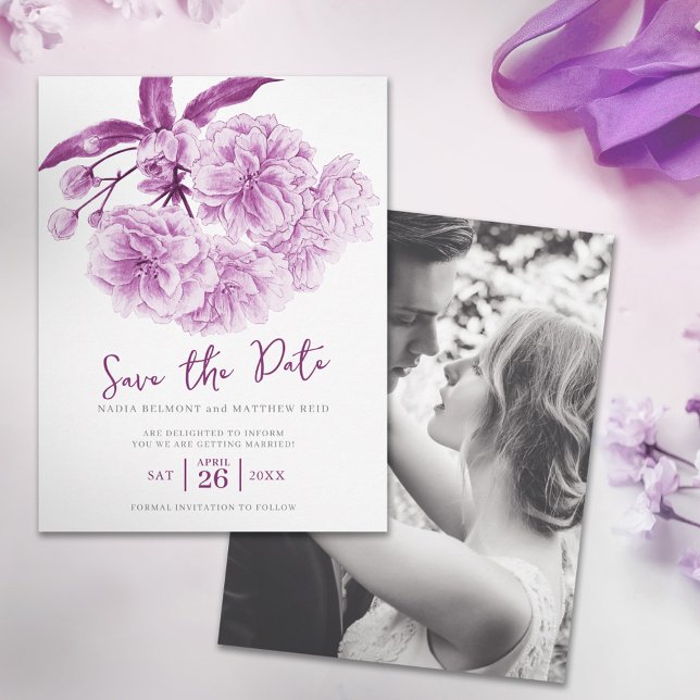 Save the date wedding purple blossom (Creator Uploaded)