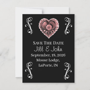 Save The Date Wedding Red Heart Magnetic Invitatio Invitation