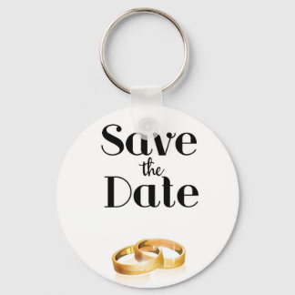 Save the Date Wedding Rings Keychain