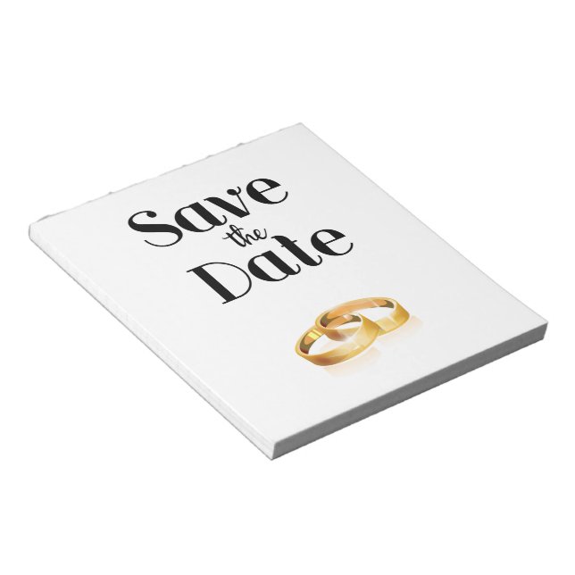 Save the Date Wedding Rings Notepad (Angled)