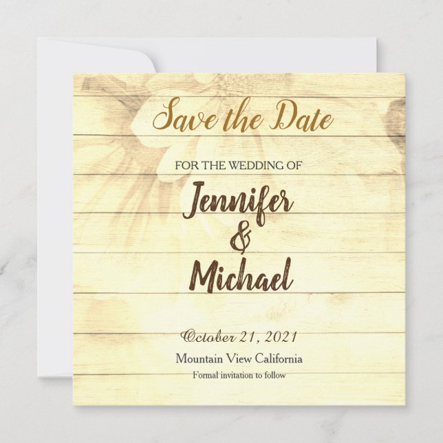 Save the Date Wedding Sepia Brown Matte Elegant (Front)