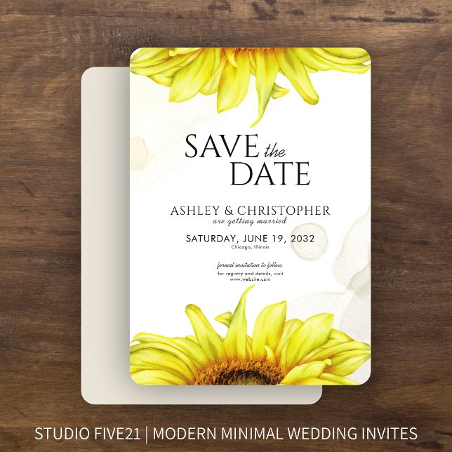 Save The Date Wedding shower de tournesol aquarelle (Créateur téléchargé)