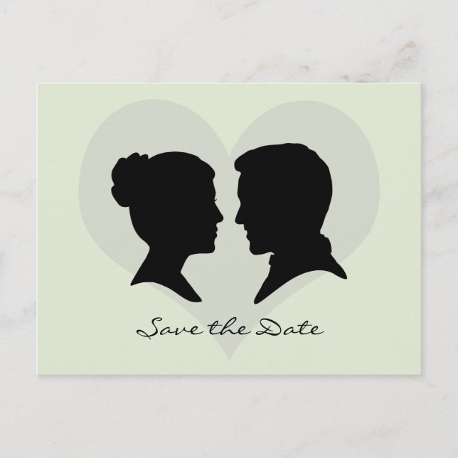 Save the Date Wedding Silhouette Postcard (Front)
