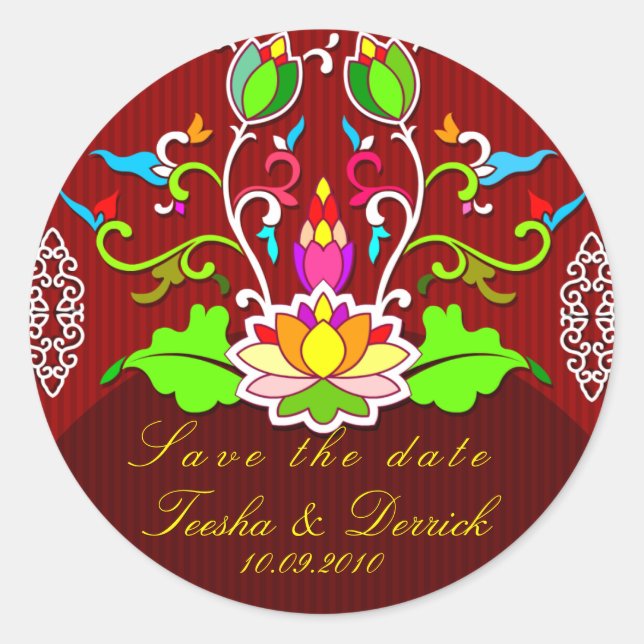 save the date wedding sticker asian style (Front)