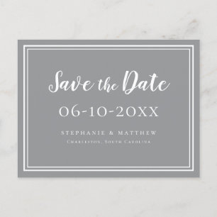 Save The Date Wedding Ultimate Grey Simple Modern Announcement Postcard