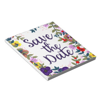 Save The Date Wedding Vintage Floral Reef Notepad