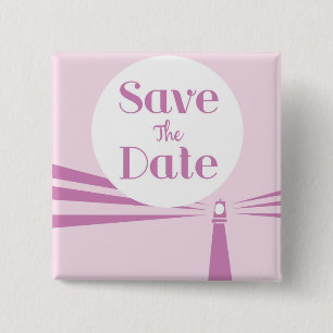 Save The Date Wedding Vintage Lighthouse 2 Inch Square Button