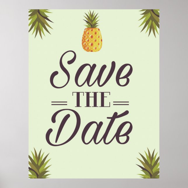 Save The Date Wedding Vintage Pineapples Poster (Front)