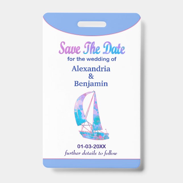 Save The Date Wedding Watercolor Badge (Front)
