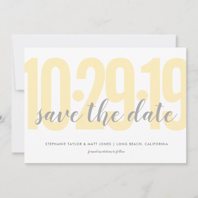 Save the date, wedding, yellow date (Front)