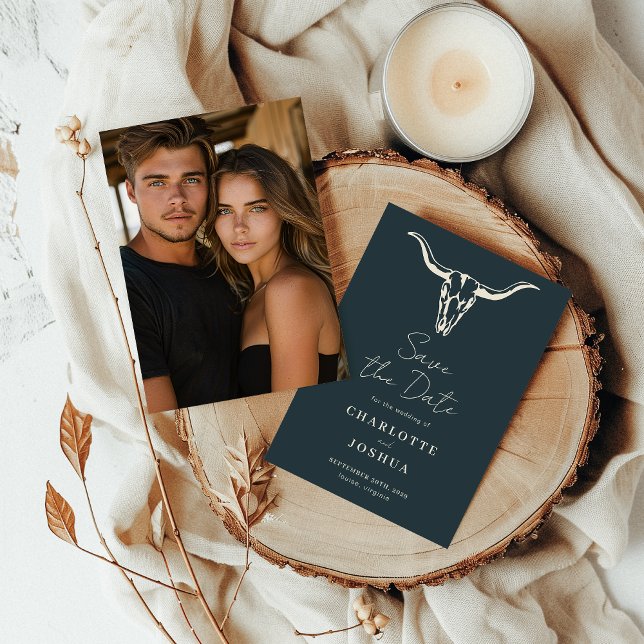 Save The Date Western Enregistrer la date | Crâne de vache boho  (Créateur téléchargé)