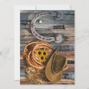 Save The Date Western Horseshoe Cowboy Hat Lasso