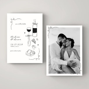 Save The Date Whimsical amusant main dessinée Frame Vin Mariage 