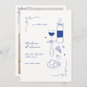 Save The Date Whimsical amusant main dessinée Frame Vin Mariage