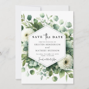 Save The Date Whimsical Green Mariage numérique Eucalyptus