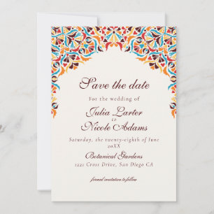 Save The Date Whimsical Luxury ivoire Floral Style Mariage front