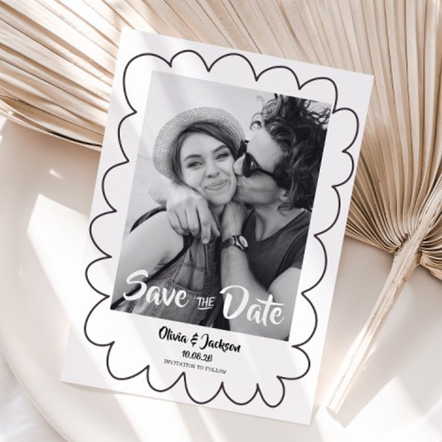 Save The Date whimsical modern photo card (Save the date wedding invitation)