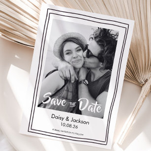 Save The Date whimsical modern photo wedding card